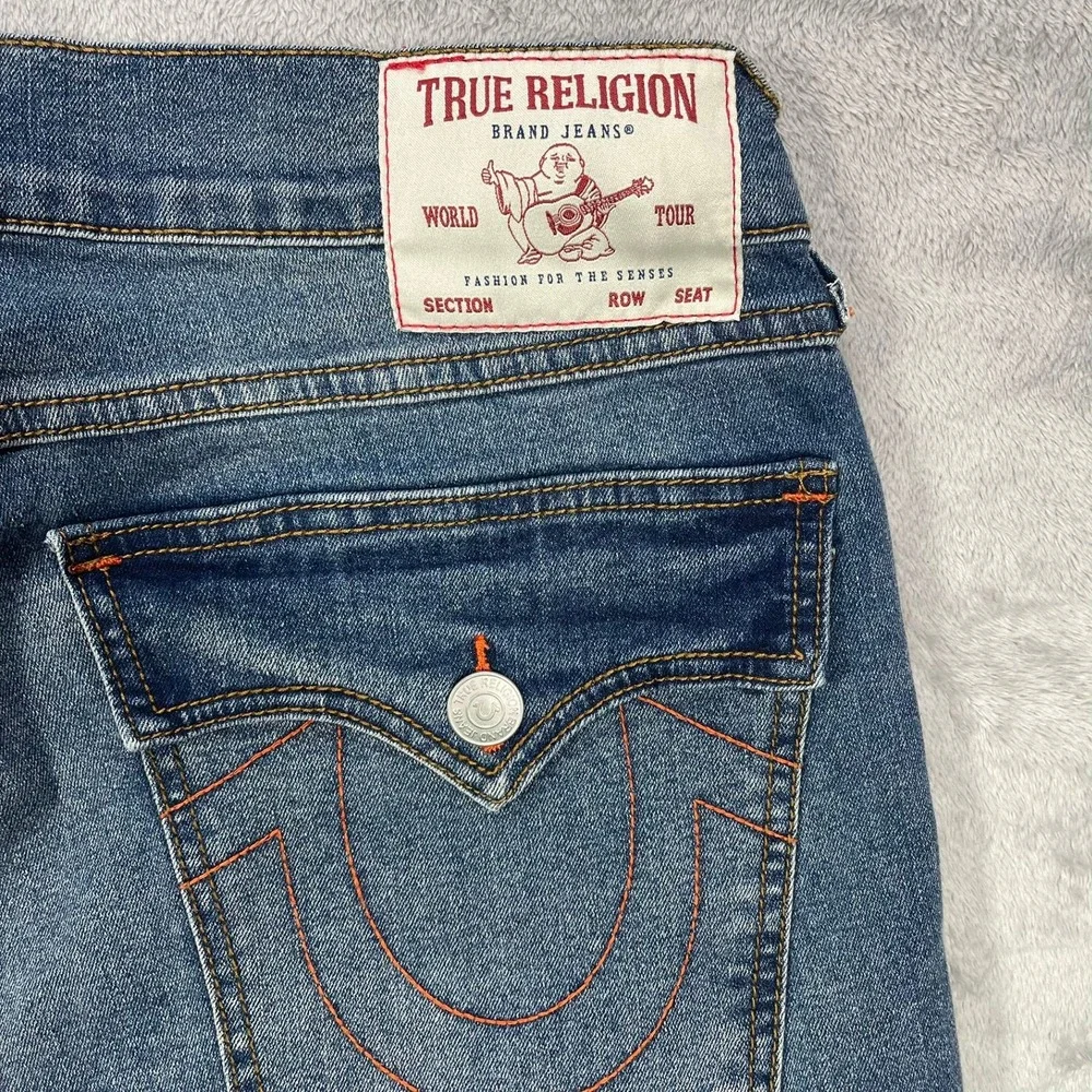 True Religion Ricky Jeans Mens 32 Blue Relaxed Straight Contrast Stitch